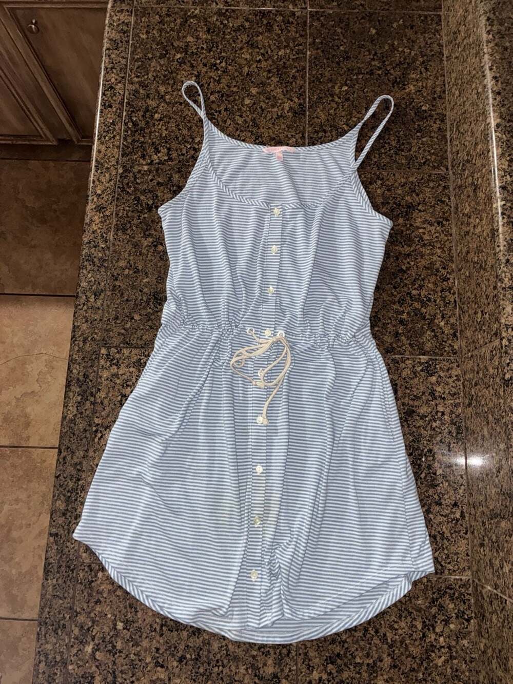 Victoria's Secret Striped Drawstring Romper Pajama Dress